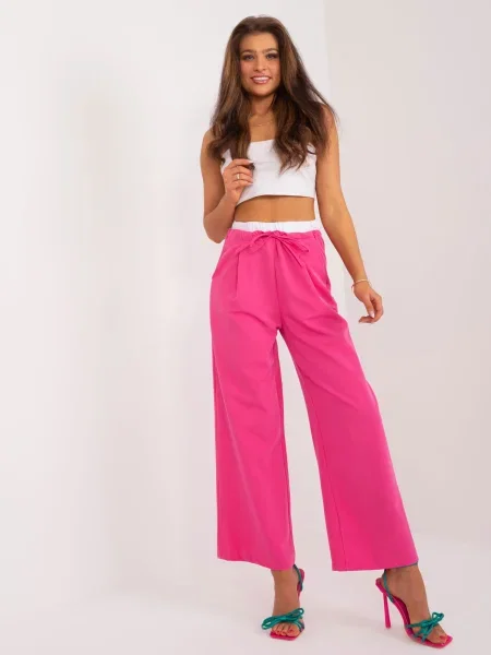 Pantaloni Fashionhunters de costum fucsie