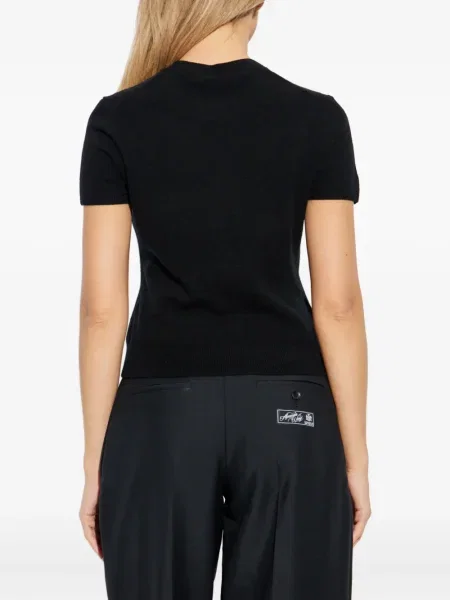 Tricou Alexander Wang cu decolteu rotund negru