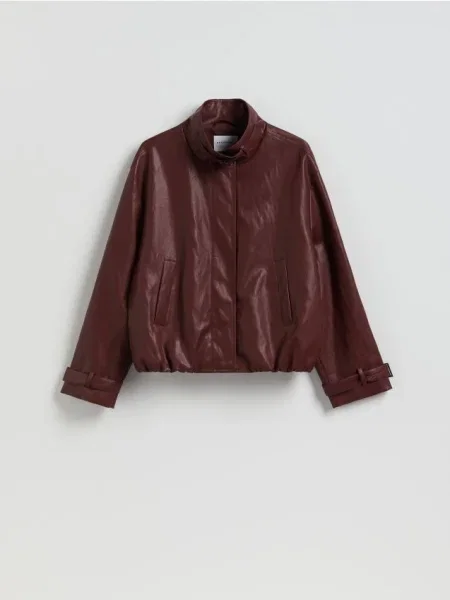 Reserved Geacă din piele ecologică mahon