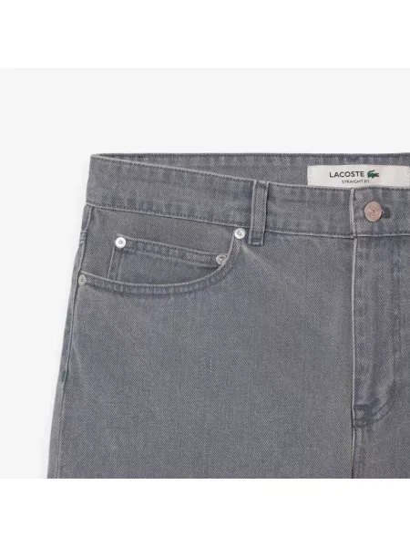 Lacoste Bermudy Z Denimu Z Efektem Sprania szare