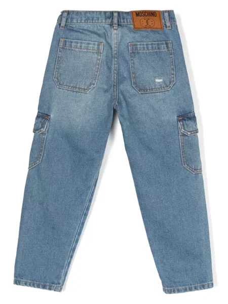 Jeansy straight leg dziecięce Moschino niebieskie