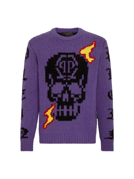 Sweter Philipp Plein wełniany fioletowy