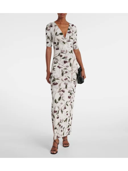 Rochie maxi Stella Mccartney cu imagine din jerseu de costum alb