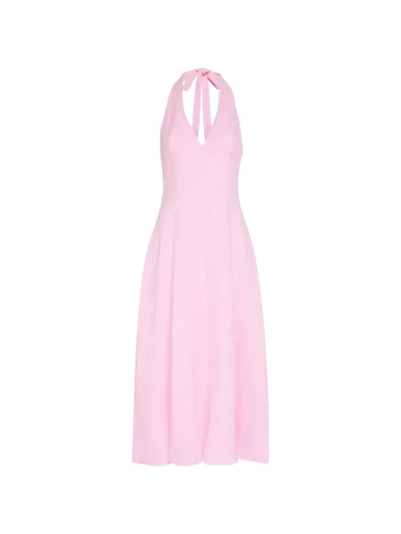 Midi haljina Faithfull The Brand s V-izrezom ružičasta