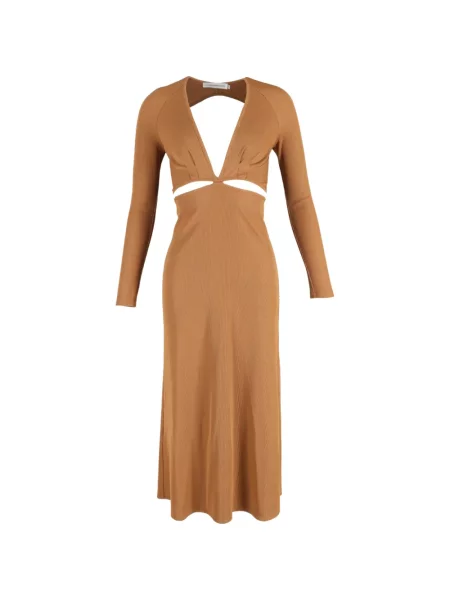 Rochie maxi Christopher Esber lungă de costum maro
