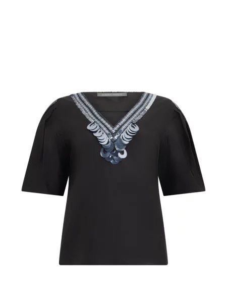 Top Alberta Ferretti cu broderie negru