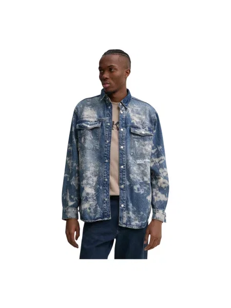 Karl Lagerfeld Jeans koszula jeansowa relaxed z kołnierzykiem klasycznym niebieski