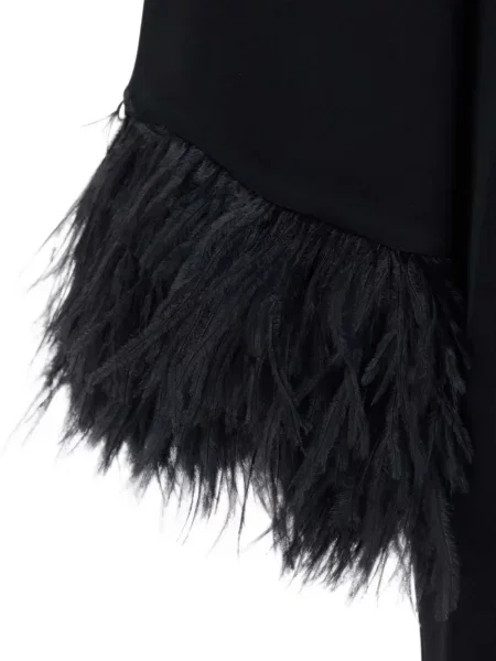Lung rochie mini Antonelli cu pene negru