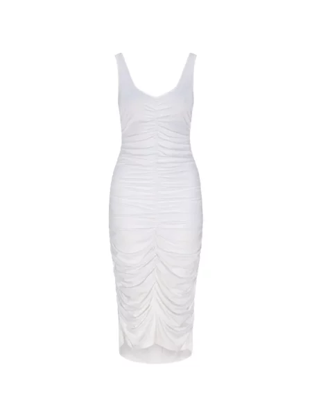 Rochie midi Liz Skorsis cu volane alb