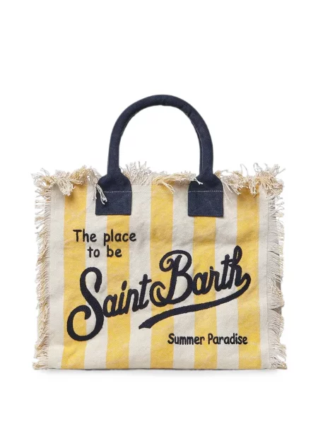 Geantă shopper Mc2 Saint Barth cu dungi alb