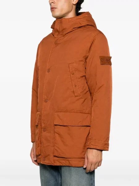 Geacă Stone Island cu glugă cu strasuri portocaliu