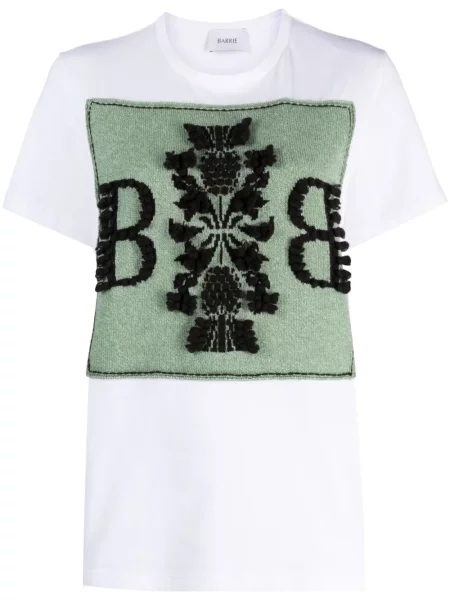 Tricou Barrie din cașmir alb