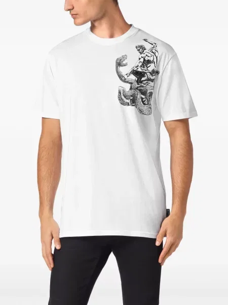 Raštuotas marškinėliai Philipp Plein balta