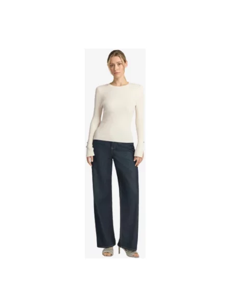 Bluzka z długim rękawem o kroju slim fit z mieszanki model Ellie' Guess beżowa