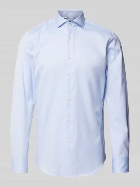 Koszula biznesowa o kroju slim fit z kołnierzykiem typu cutaway model ‘Hank’ Boss błękitna