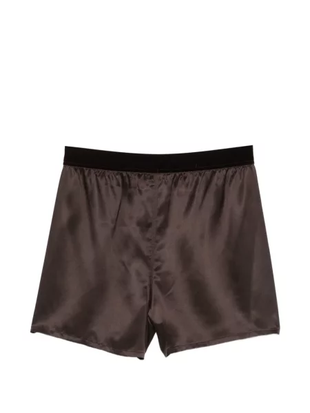 Pantaloni scurți Tom Ford din satin maro