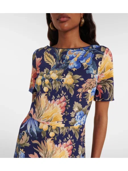 Rochie midi Etro cu model floral albastru
