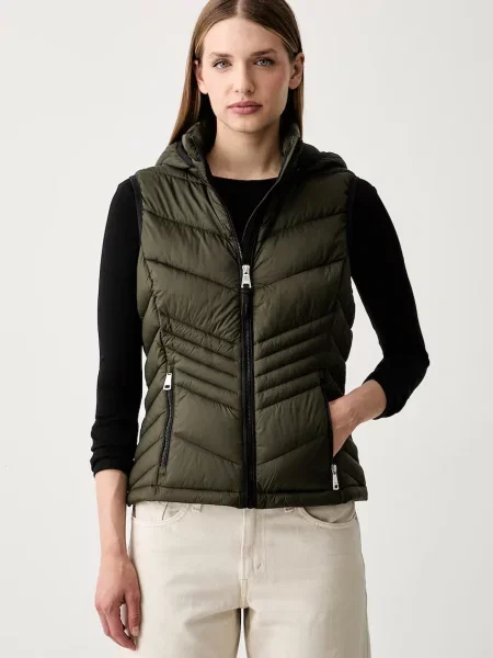 DKNY jachetă fără mâneci cu glugă pentru femei verde