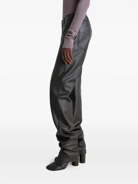 Pantaloni Lemaire din piele cu 5 buzunare negru