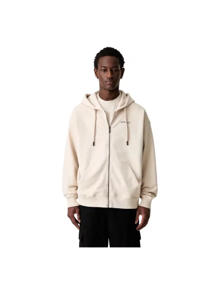 Off-White Half Arrows bluza rozpinana z kapturem biała