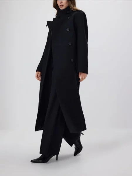 Reserved Пальто з тканини з додаванням вовни чорний