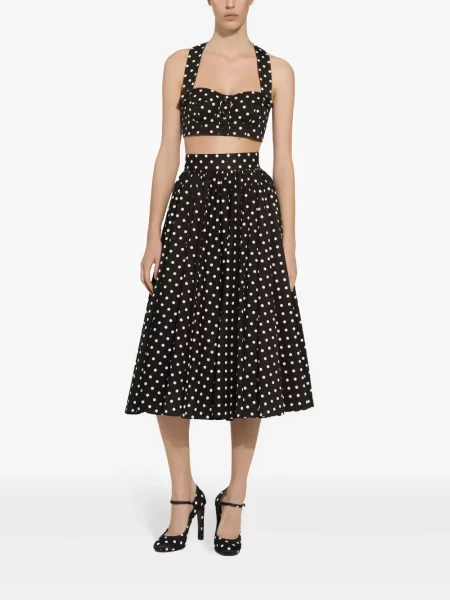 Taškuotas palaidinė be rankovių Dolce & Gabbana korsetas juoda