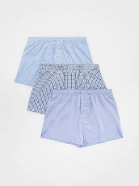Reserved Set de 3 perechi de boxeri loose albastru-deschis albastru