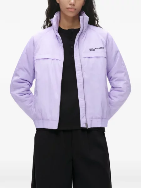 Geacă de blugi Karl Lagerfeld Jeans cu glugă violet