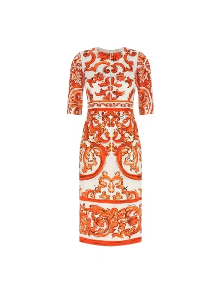 Satynowa sukienka midi Dolce And Gabbana czerwona