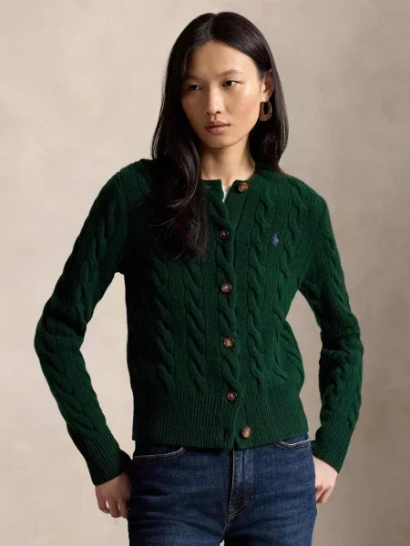 POLO RALPH LAUREN De lână cardigan cu adaos de cașmir verde