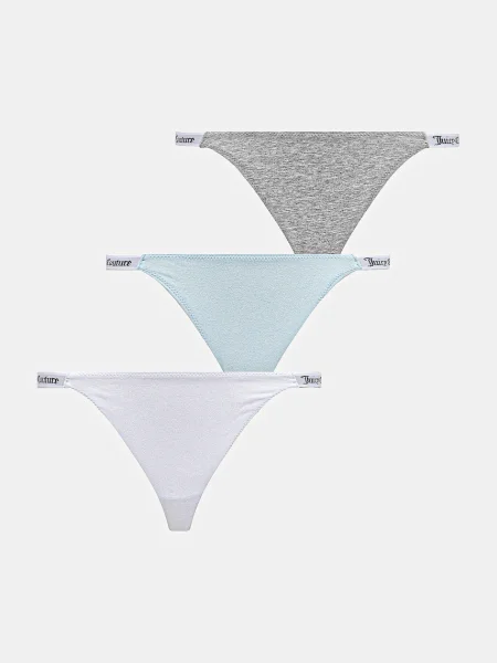Juicy Couture tanga s bavlnou 3 PK DEMI THNG šedé