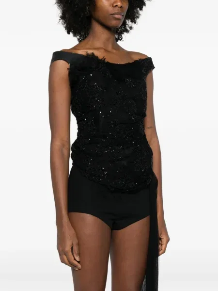 Top Marc Le Bihan z cekinami czarny