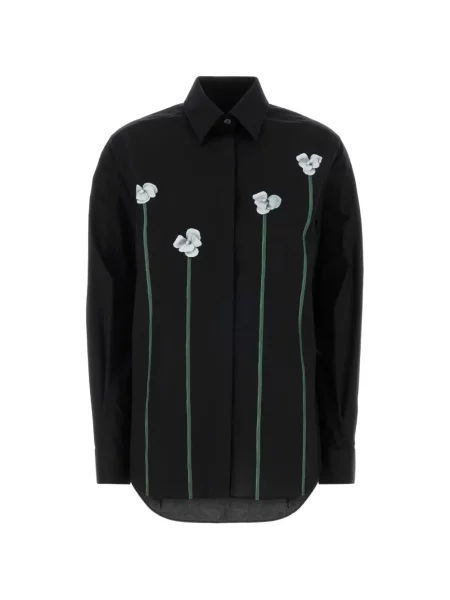 Cămașă cu flori Moschino cu model floral cu aplicații negru