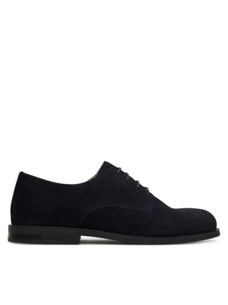 Половинки обувки от велур Calvin Klein ESS RUBBER DERBY SU мъжки тъмносиньо
