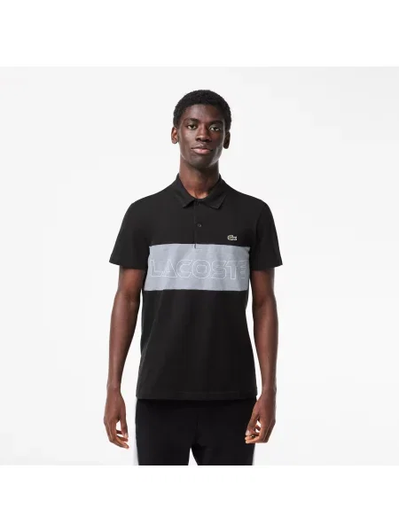 Lacoste Koszulka Polo Regular Fit Stretch Piqué Z Blokami Kolorów czarna