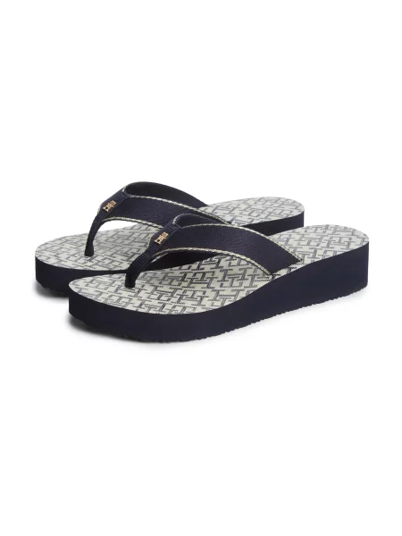TOMMY HILFIGER Flip-flops bleumarin / auriu