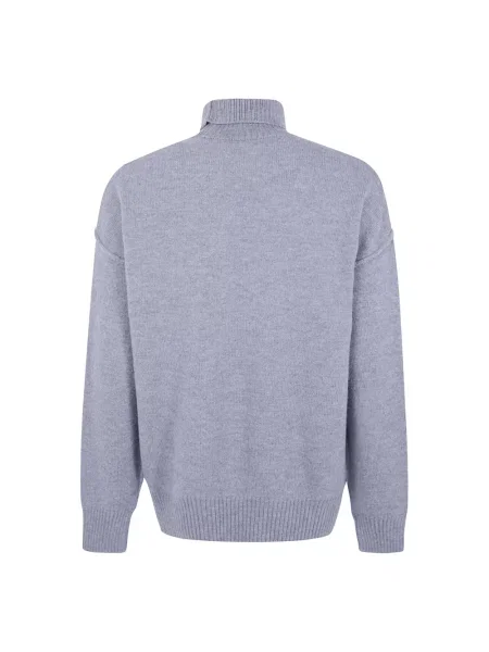 Lniany sweter z golfem Ami Paris szary