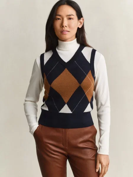 Gant Sweter bez rękawów z wełny merynosowej Kobiety Wełna merino S niebieski