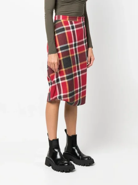 Kostkované midi sukně Vivienne Westwood Pre-owned po kolena červené