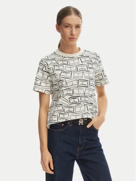Tommy Hilfiger Marškinėliai Boxy Fit balta