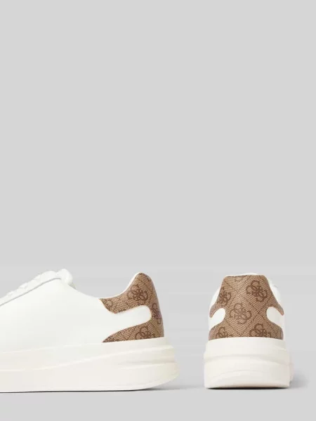 Sneakersy z mieszanki skóry model ‘Elbina’ Guess białe