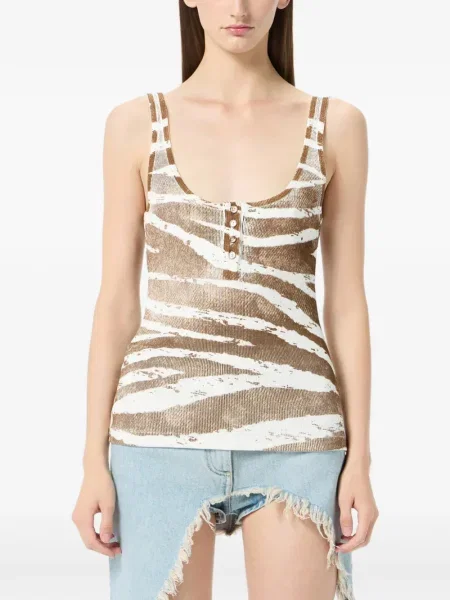 Top Blumarine cu imagine cu model zebră alb