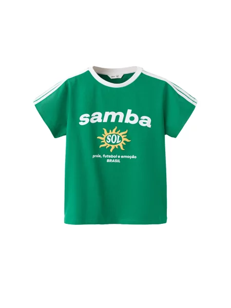 MANGO KIDS Tricou BRASIL galben / verde alb