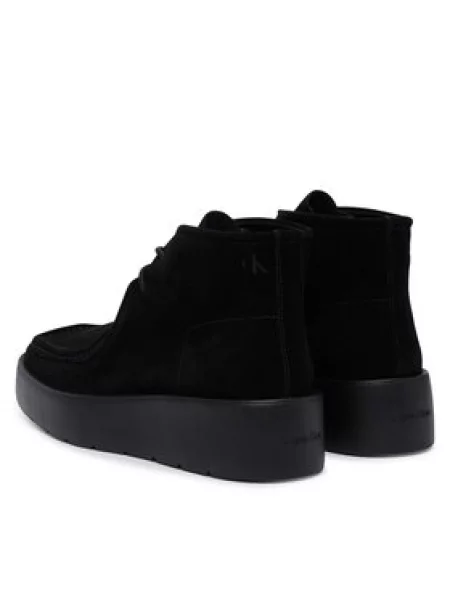 Calvin Klein Gležnjarji Flatf Lace Up Apr Cut Boot črna