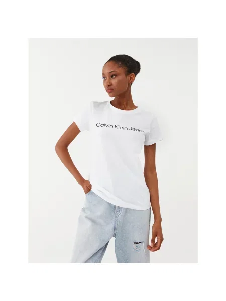 Calvin Klein Jeans T-Shirt Slim Fit λευκό