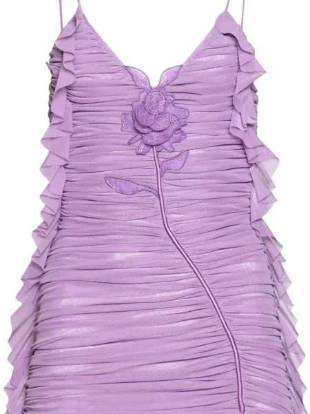 Rochie mini David Koma cu volane din dantelă violet