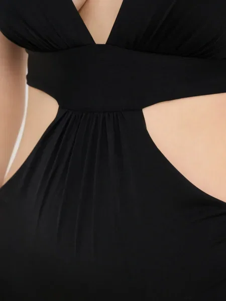 Rochie Max Mara cu decolteu în V cu legături negru