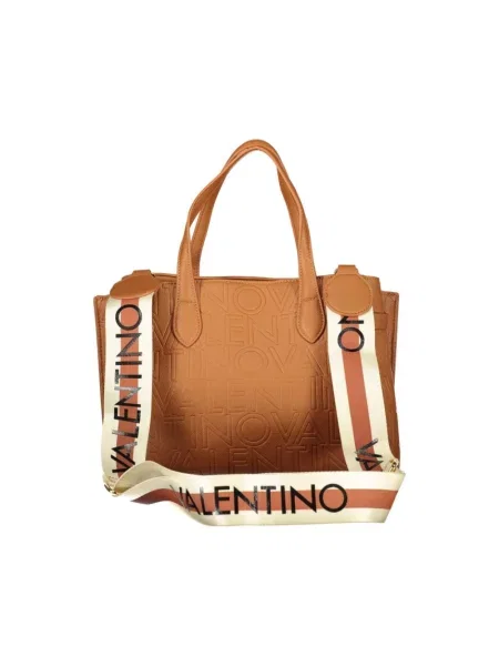 Lniana torebka Valentino Bags brązowa