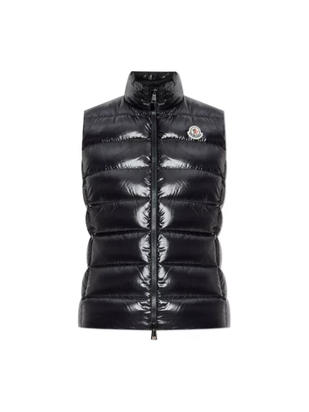 Lniana kamizelka puchowa Moncler czarna