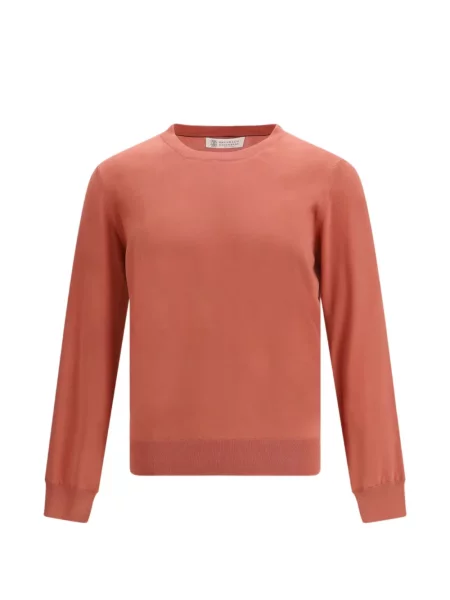 Pulover Brunello Cucinelli cu decolteu rotund portocaliu